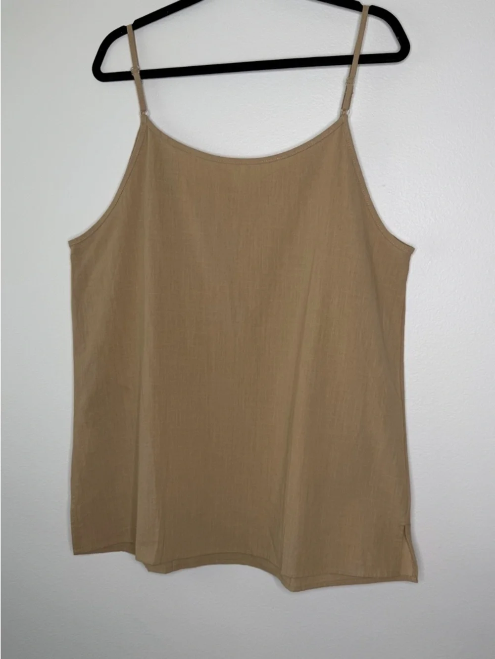 Neutral Linen Blend Cami XL Beige Tank Top Minimalist Summer - Picture 3 of 6